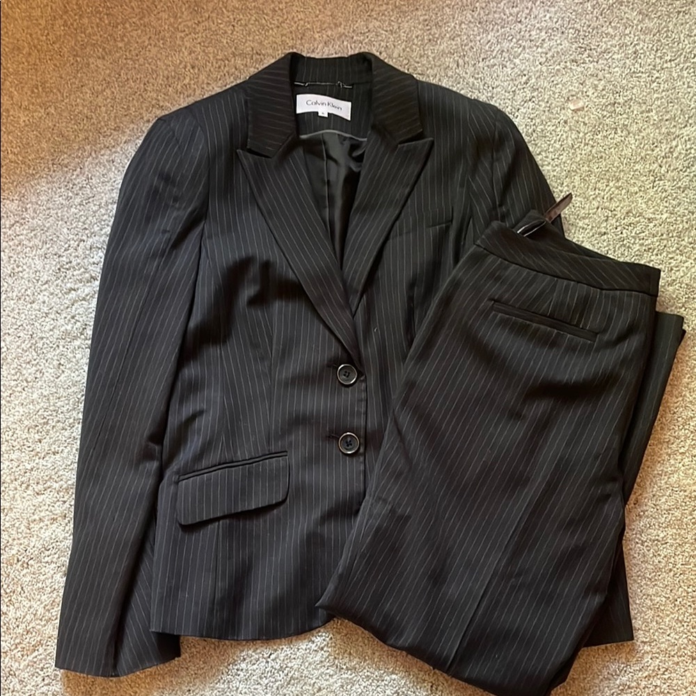 Women’s Calvin Klein Charcoal Pinstripe Suit